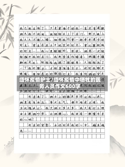 缅怀疫情护士/缅怀疫情中牺牲的医务人员作文600字