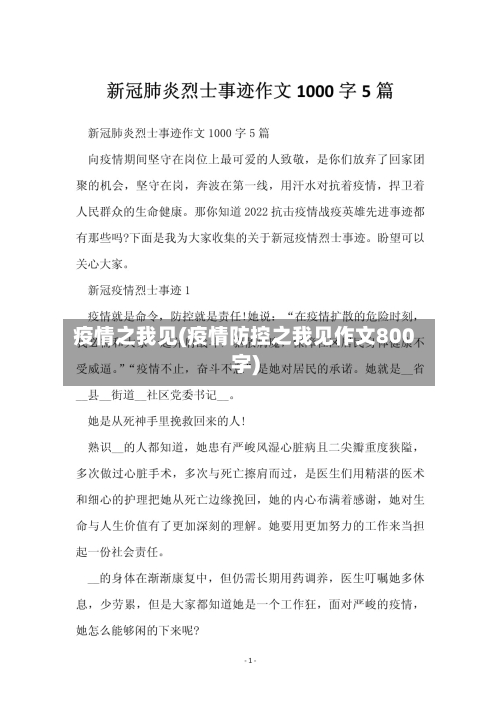 疫情之我见(疫情防控之我见作文800字)