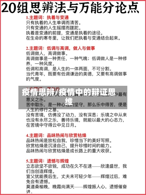 疫情思辨/疫情中的辩证思维